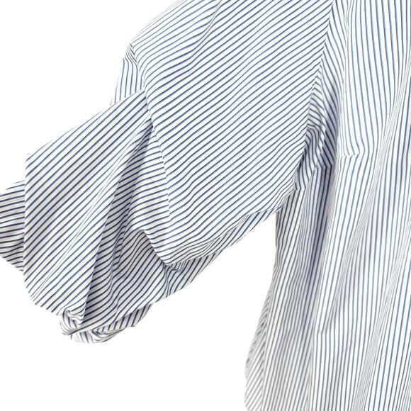 Ralph Lauren Womens Plus Size 3X Blue White Gold Button Ruffle Blouse Shirt Top - Picture 4 of 6